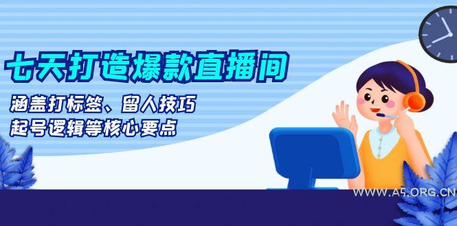 七天打造爆款直播间：涵盖打标签、留人技巧、起号逻辑等核心要点-A5资源网