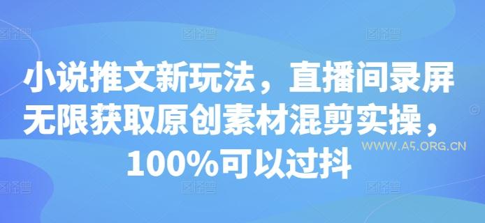 小说推文新玩法，直播间录屏无限获取原创素材混剪实操，100%可以过抖-A5资源网