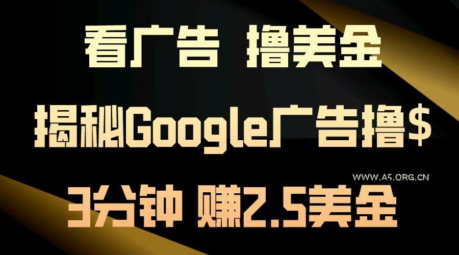 看广告，撸美金！3分钟赚2.5美金！日入200美金不是梦！揭秘Google广告...-A5资源网