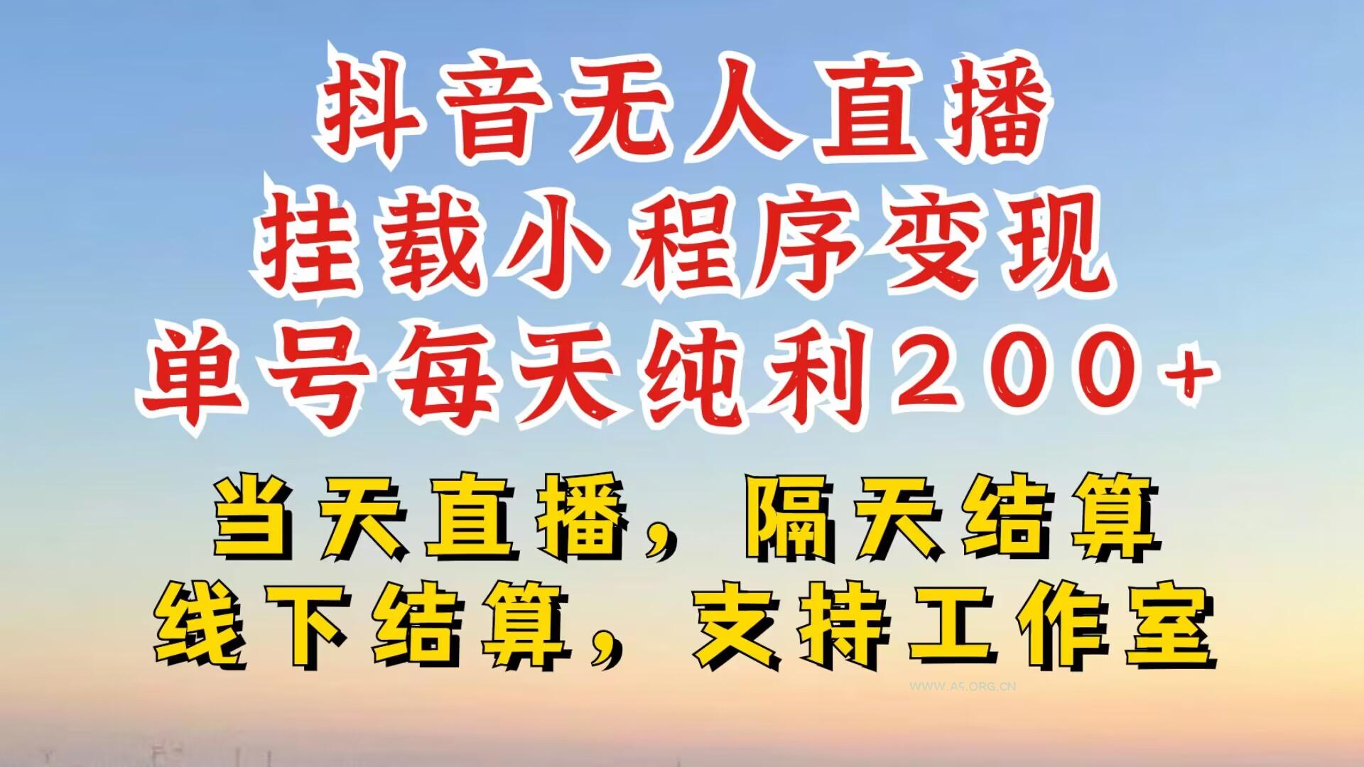 抖音无人直播挂载小程序，零粉号一天变现二百多，不违规也不封号，一场挂十个小时起步【揭秘】-A5资源网