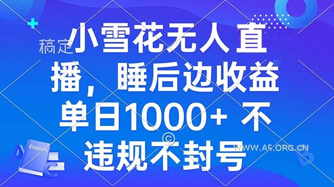 小雪花无人直播 睡后收益单日1000+ 零粉丝新号开播 不违规 看完就会-A5资源网
