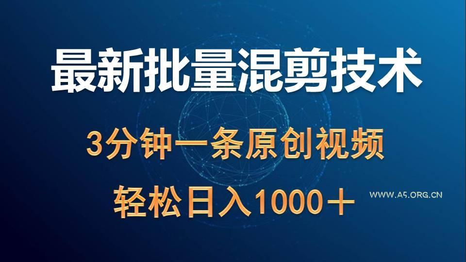 (9982期)最新批量混剪技术撸收益热门领域玩法，3分钟一条原创视频，轻松日入1000＋-A5资源网