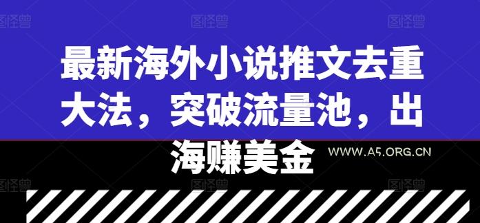 最新海外小说推文去重大法，突破流量池，出海赚美金-A5资源网
