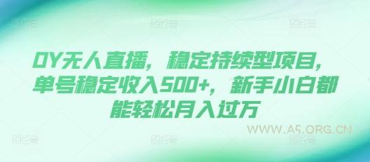 DY无人直播，稳定持续型项目，单号稳定收入500+，新手小白都能轻松月入过万【揭秘】-A5资源网