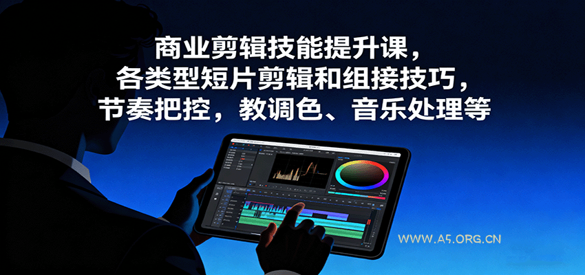 商业剪辑技能提升课，各类型短片剪辑和组接技巧，节奏把控，教调色、音乐处理等-A5资源网
