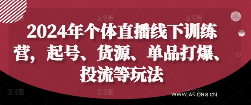 2024年个体直播训练营，起号、货源、单品打爆、投流等玩法-A5资源网