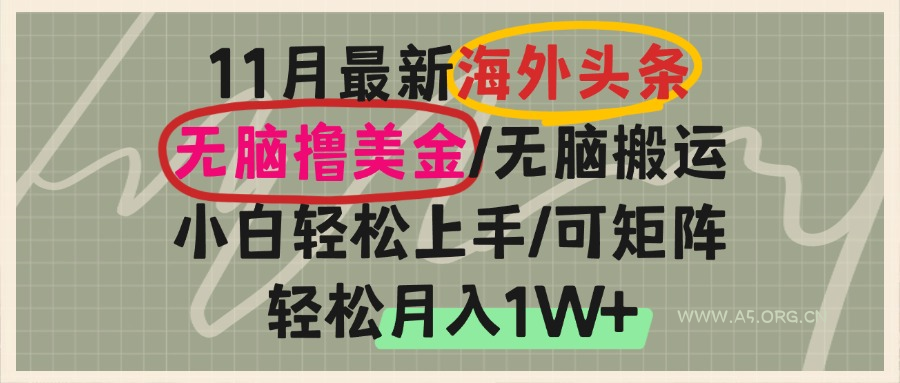 海外头条，无脑搬运撸美金，小白轻松上手，可矩阵操作，轻松月入1W+-A5资源网