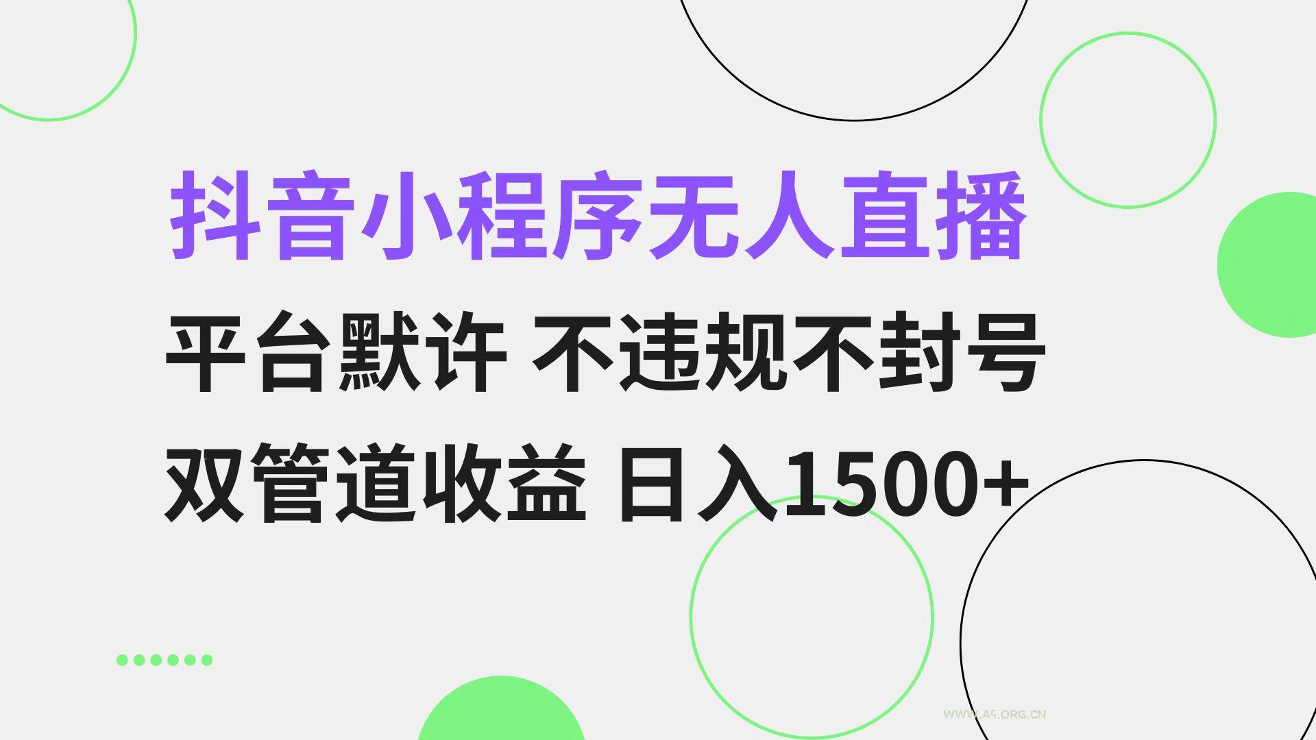 抖音小程序无人直播 平台默许 不违规不封号 双管道收益 日入1500+ 小白...-A5资源网