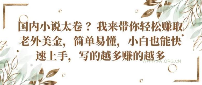 国内小说太卷 ?带你轻松赚取老外美金，简单易懂，小白也能快速上手，写的越多赚的越多【揭秘】-A5资源网