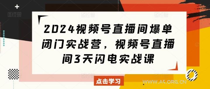 2024视频号直播间爆单闭门实战营，视频号直播间3天闪电实战课-A5资源网
