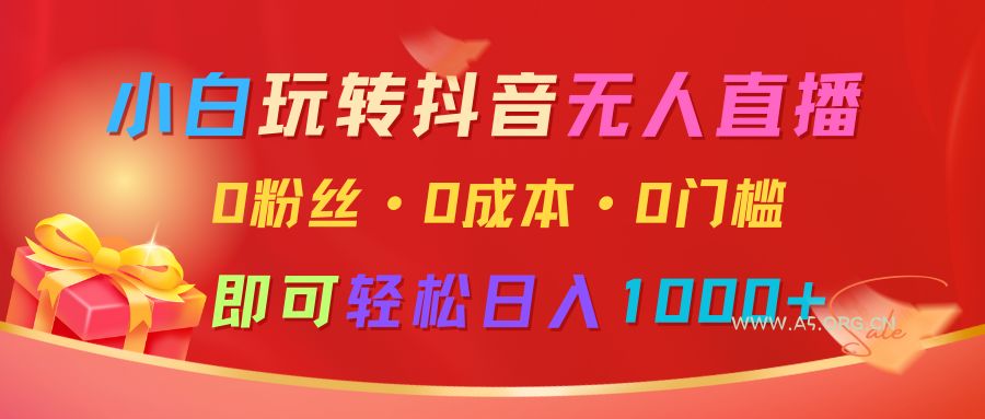 小白玩转抖音无人直播，0粉丝、0成本、0门槛，轻松日入1000+-A5资源网