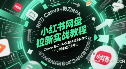 小红书网盘拉新实战教程，Canva+影刀RPA实现内容全自动化，1个小时生成7天笔记-A5资源网