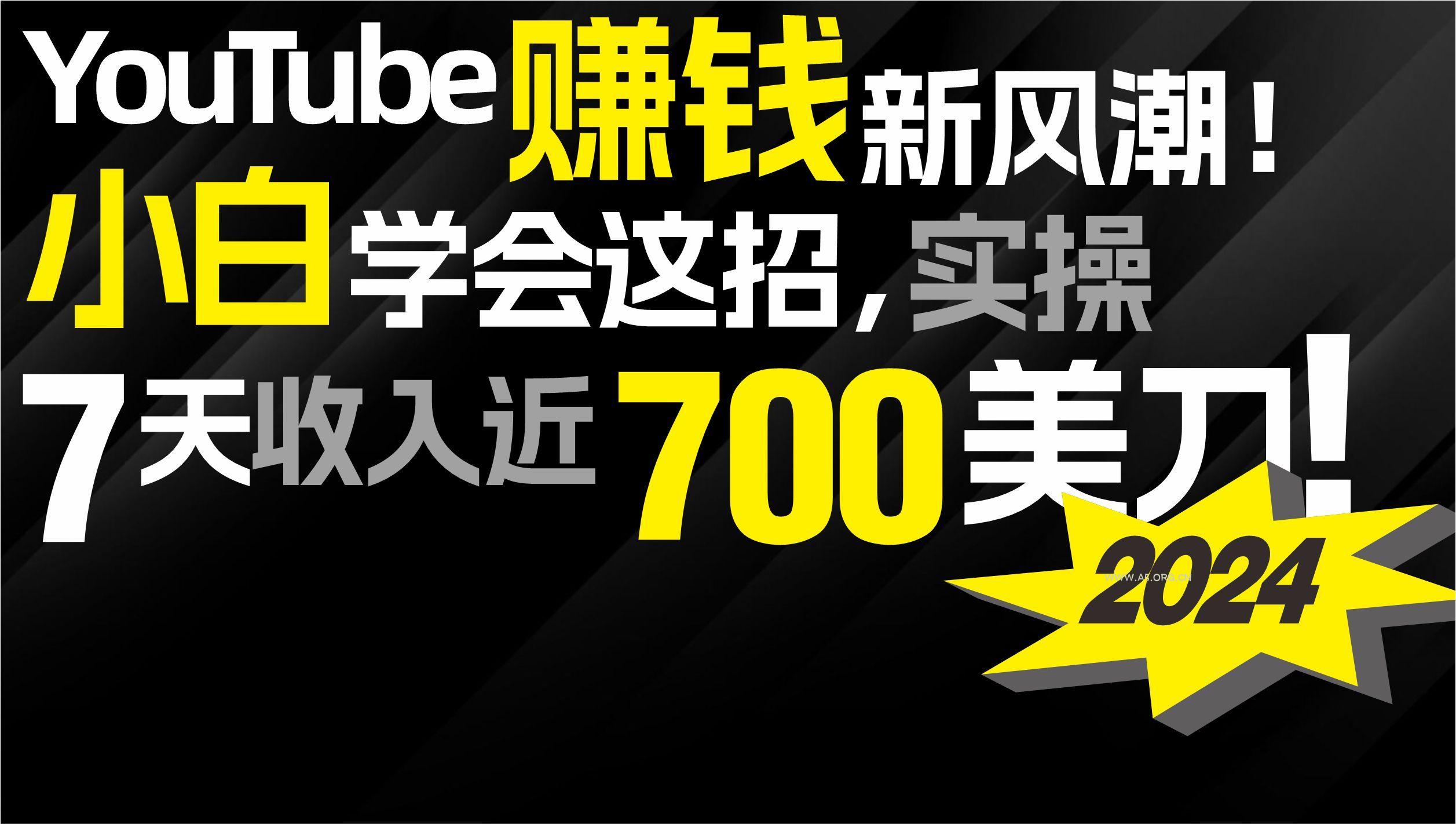 (9647期)2024 YouTube赚钱新风潮！小白学会这招，7天收入近7百美金！-A5资源网