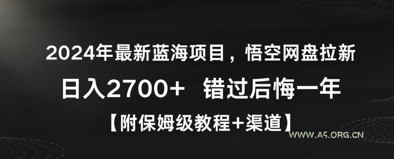 2024年最新蓝海项目，悟空网盘拉新，日入2700+错过后悔一年【附保姆级教程+渠道】【揭秘】-A5资源网