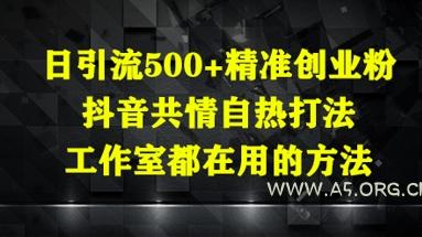 日引流500+精准创业粉，抖音共情自热打法，工作室都在用的方法-A5资源网