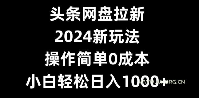 头条网盘拉新，2024新玩法，操作简单0成本，小白轻松日入1000+-A5资源网