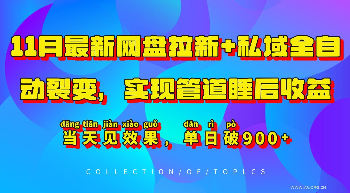11月最新网盘拉新+私域全自动裂变，实现管道睡后收益，当天见效果，单日破900+-A5资源网
