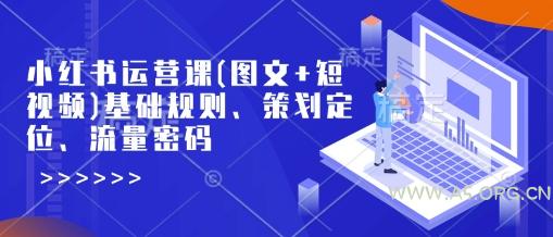 小红书运营课(图文+短视频)基础规则、策划定位、流量密码-A5资源网