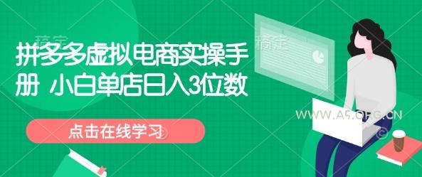拼多多虚拟电商实操手册 小白单店日入3位数-A5资源网