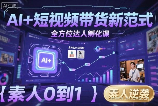 AI+短视频带货新范式全方位达人孵化课，素人也可以从0到1，全方位认知短视频带货-A5资源网