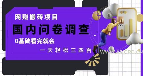 网创搬砖项目，国内问卷调查，0基础看完就会 一天轻松三四张，靠谱副业干就完了【揭秘】-A5资源网