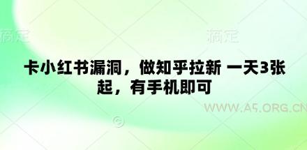 卡小红书漏洞，做知乎拉新 一天3张起，有手机即可-A5资源网