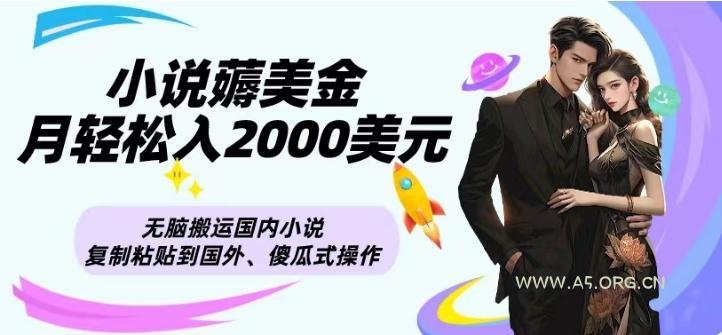 小说薅美金月轻松入2000美元项目、无脑搬运国内小说复制粘贴到国外、傻瓜式操作-A5资源网