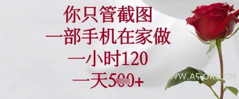 你只管截图，一部手机在家可以做，一小时120.一天5张+【揭秘】-A5资源网