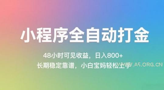 小程序全自动打金，48小时可见收益，日入几张，长期稳定靠谱，简单易上手【揭秘】-A5资源网