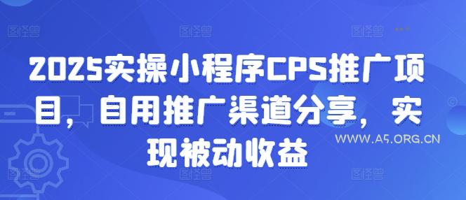 2025实操小程序CPS推广项目，自用推广渠道分享，实现被动收益-A5资源网