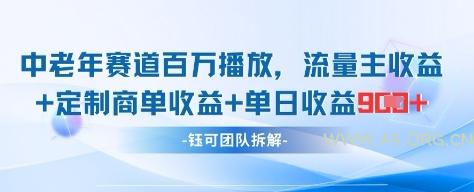 中老年赛道百万播放+流量主收益+定制收益，单日收益9张-A5资源网