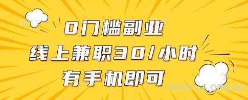 0门槛副业，线上兼职30一小时，有一部手机即可操作【揭秘】-A5资源网