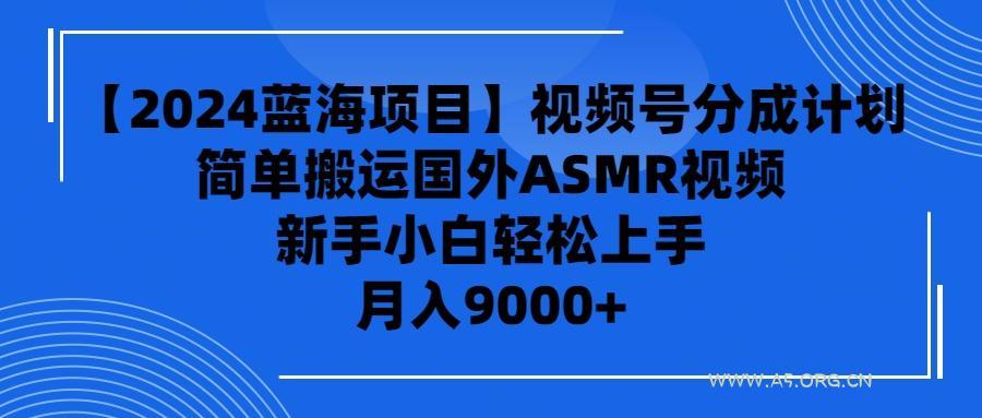 (9743期)【2024蓝海项目】视频号分成计划，无脑搬运国外ASMR视频，新手小白轻松...-A5资源网