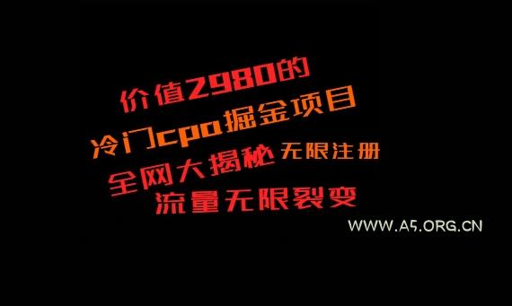 价值2980的CPA掘金项目大揭秘，号称当天收益200+，不见收益包赔双倍-A5资源网