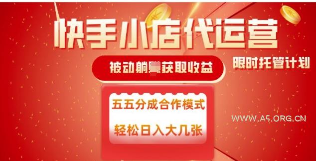 快手小店代运营，被动躺Z收益，收益五五分，单日稳定变现五张【揭秘】-A5资源网