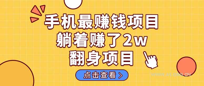 暴利项目，手机一键代发视频被动收入1000+，零成本做老板长期管道收益！-A5资源网
