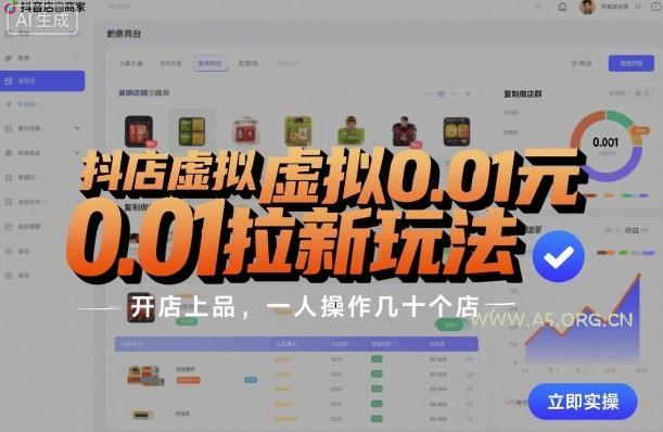 抖店虚拟0.01元拉新玩法，复制做店群，开店上品，一人操作几十个店-A5资源网