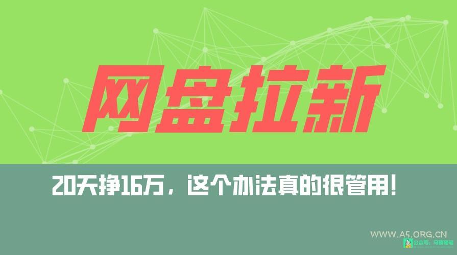 网盘拉新+私域全自动玩法，0粉起号，小白可做，当天见收益，已测单日破5000-A5资源网