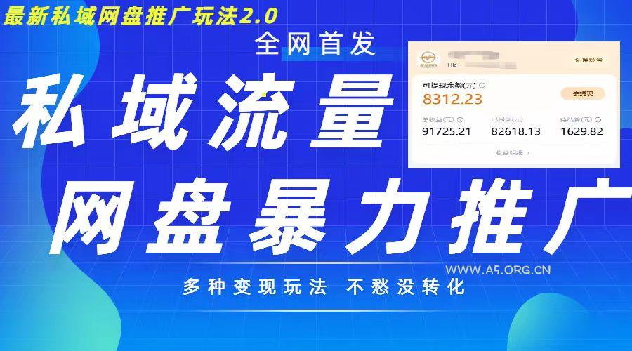 最新暴力私域网盘拉新玩法2.0，多种变现模式，并打造私域回流，轻松日入500+【揭秘】-A5资源网