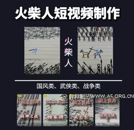 火柴人动画制作教程：从拳脚设计到武器运用，国风短视频新赛道 - A5资源网
