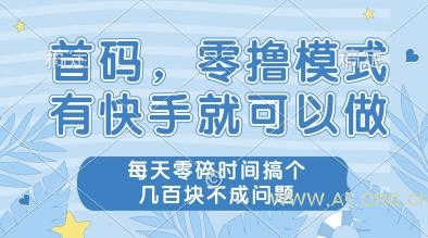 首码，零撸模式，有快手就可以做，每天零碎时间搞个几张不成问题【揭秘】-A5资源网