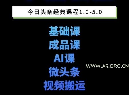 头条图文课1-5期教你头条图文写作、微头条、视频搬运变现，适合新手快速起号玩法-A5资源网