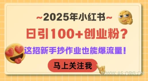 2025年小红书日引100+创业粉？这招新手抄作业也能爆流量！-A5资源网