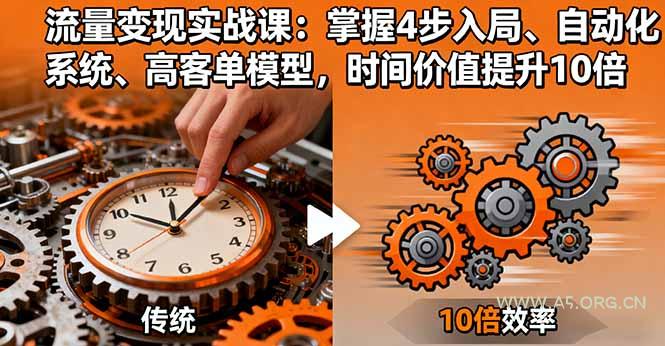 流量变现实战课：掌握4步入局、自动化系统、高客单模型，时间价值提升10倍-A5资源网