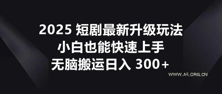 2025短剧最新升级玩法，小白也能快速上手，无脑搬运日入300+-A5资源网