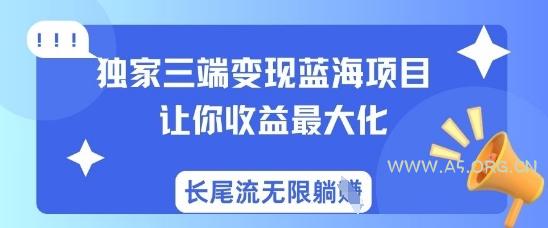 独家三端变现蓝海项目，让你收益最大化，长尾流无限躺挣-A5资源网