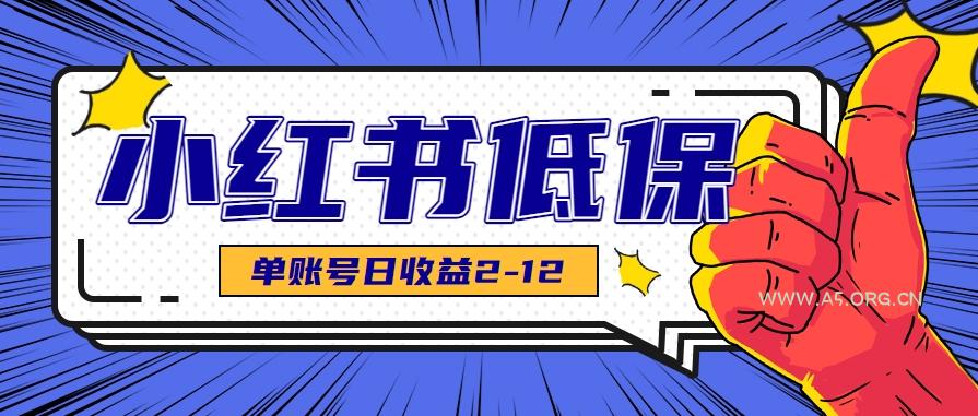 适合空闲时间操作的小红书低保项目，小红薯发布笔记，单个账号每天可获得2-12元左右-A5资源网