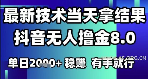 2025六月最新抖音无人撸金8.0.最新技术当天拿结果，单日1k+ 有手就行【揭秘】-A5资源网