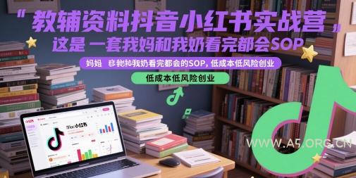 教辅资料抖音小红书实战营，这是一套我妈和我奶看完都会的SOP，低成本低风险创业-A5资源网