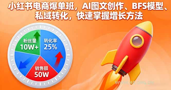 小红书电商爆单班，AI图文创作、BFS模型、私域转化，快速掌握增长方法-A5资源网